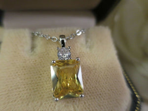 Vintage Art Deco design Jewellery White Gold Citrine crystal Pendant