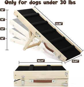 Dog Ramp Portable Folding, 80cm Long Dog Stairs Pet Ramp 5 Adjustable 10" to 19" Non-Slip Truck