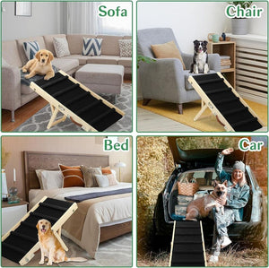 Dog Ramp Portable Folding, 80cm Long Dog Stairs Pet Ramp 5 Adjustable 10" to 19" Non-Slip Truck