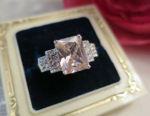 Vintage Jewellery Gold Ring Pink & White Sapphires Art Deco Design size 6