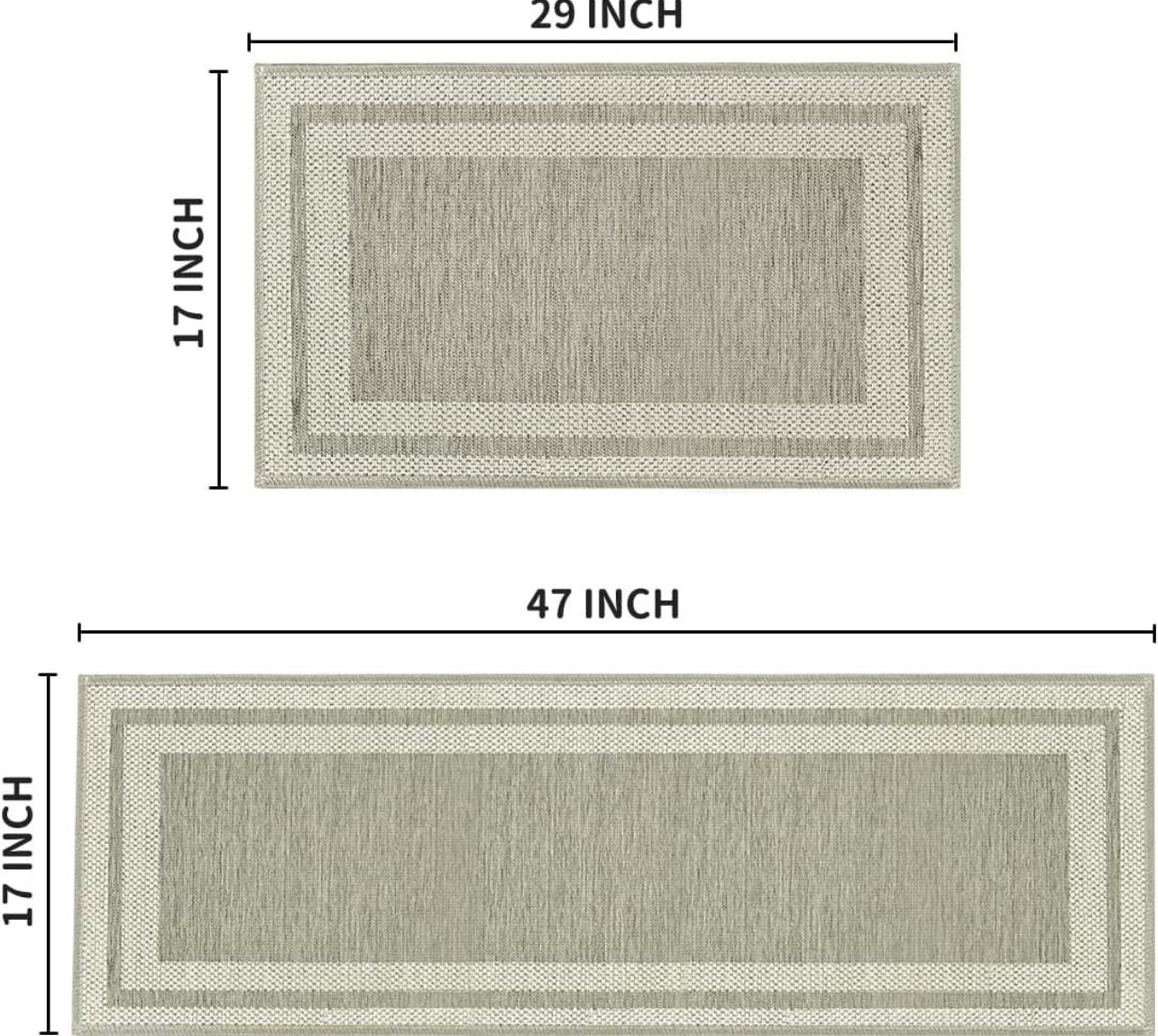 Mode Rubber Non-Slip Washable Absorbent Kitchen Rugs and Mats Set of 2, Kitchen Mats