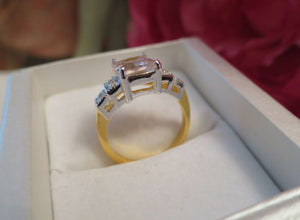 Vintage Jewellery Gold Ring Pink & White Sapphires Art Deco Design size 6