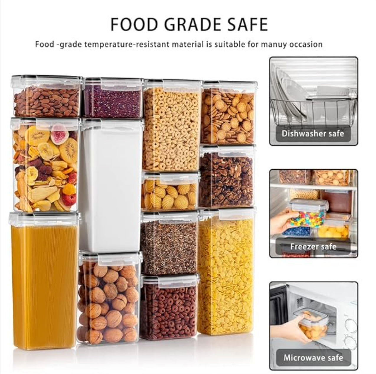 Feshory 30 Pack Airtight Food Storage Container Set -Pantry Storage Containers Organiser & Cere