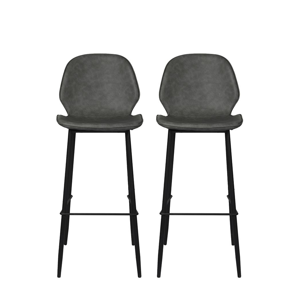 2x Bar Stool Counter Chair PU Leather Kitchen Pub Restaurant Padded Seat