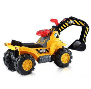 Kids Excavator Ride on Digger Bulldozer Loader Car w/Toy Stones & Safety Helmet