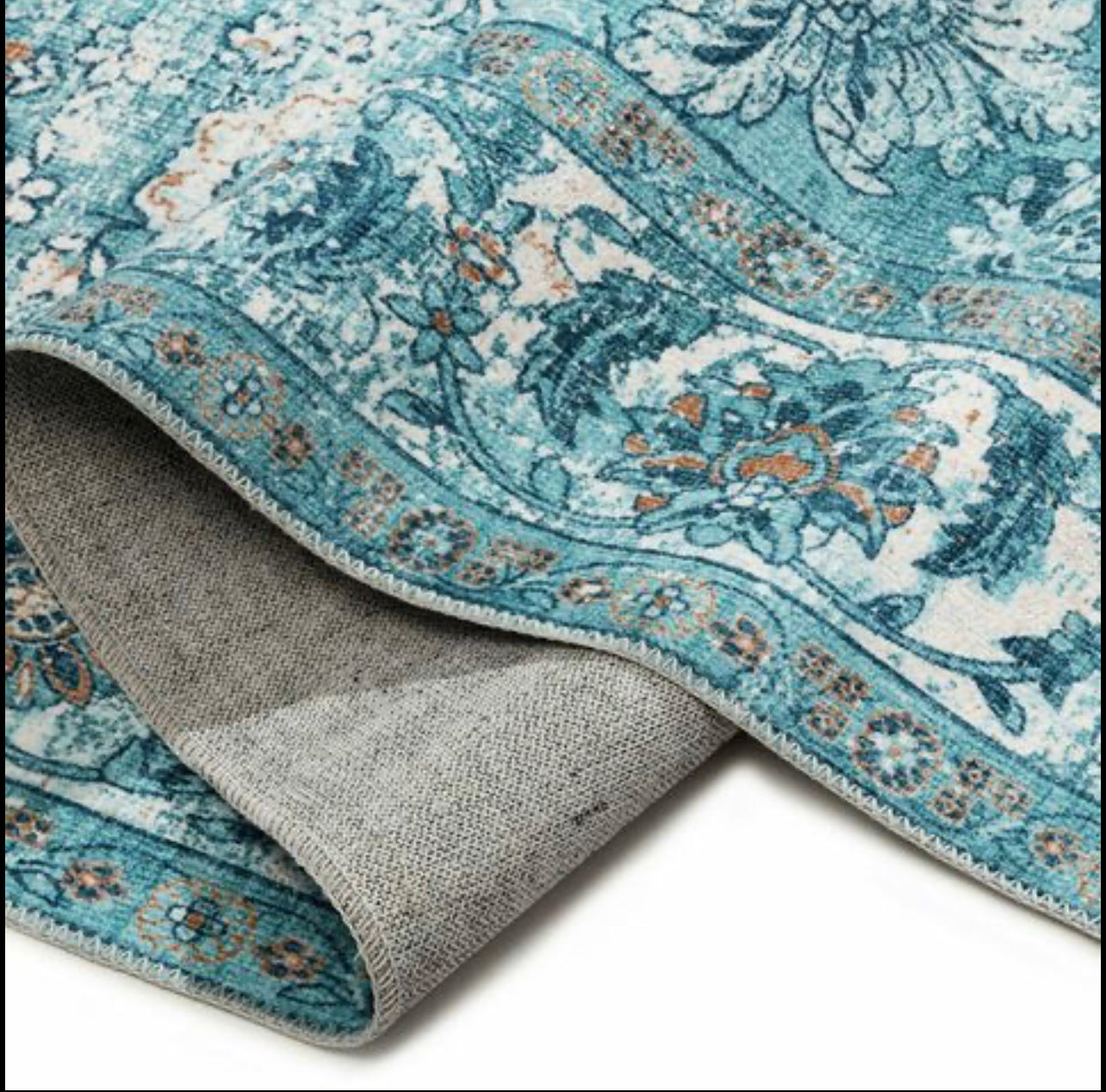 Large Aqua Blue Rugs Soft Allover Persian Traditional Soft Carpet Beautiful rug