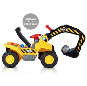 Kids Excavator Ride on Digger Bulldozer Loader Car w/Toy Stones & Safety Helmet