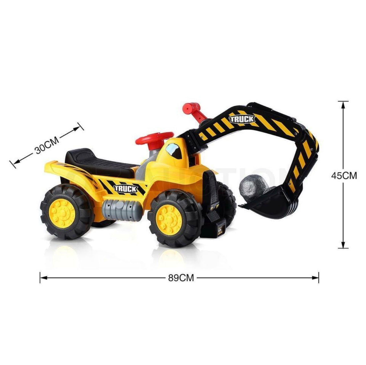 Kids Excavator Ride on Digger Bulldozer Loader Car w/Toy Stones & Safety Helmet