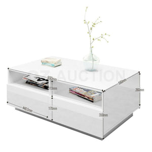 New Modern Coffee Table 4 Drawer Storage Shelf High Gloss Furniture Wood White