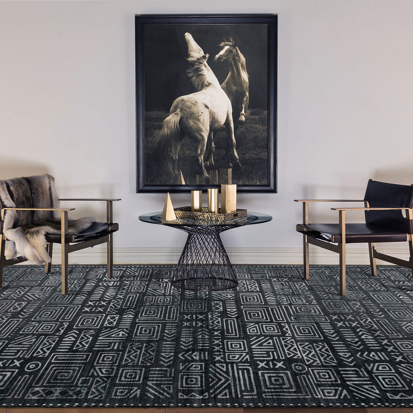 Extra Large Rug Charcoal Black Soft Geometric Modern Carpet Washable Hall Runner