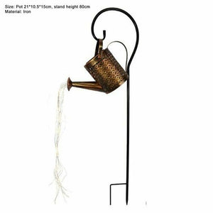 Solar LED Watering Can String Light Outdoor Garden Art Waterfall Lamp Decoration