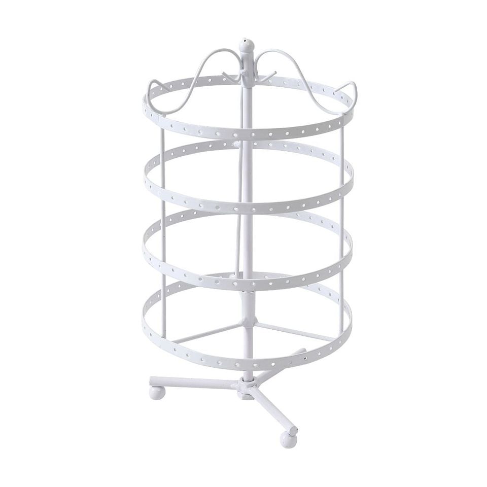 Vintage Earring Holder Stand Jewellery Display Hanging Rack Storage Metal Organiser 4 Tier White