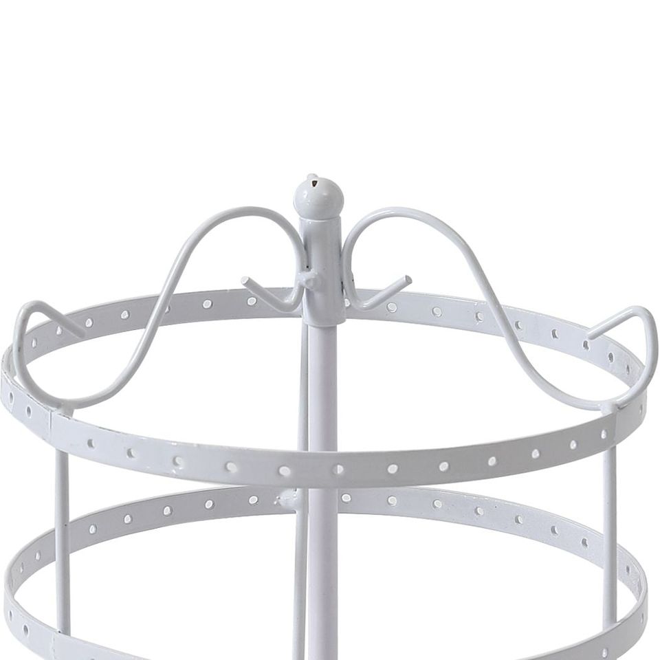 Vintage Earring Holder Stand Jewellery Display Hanging Rack Storage Metal Organiser 4 Tier White