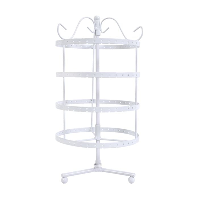 Vintage Earring Holder Stand Jewellery Display Hanging Rack Storage Metal Organiser 4 Tier White