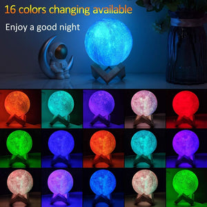 Moon Lamp Galaxy Moon Night Light 3D Printing Dimmable Timer Moonlight 16 Colours