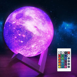 Moon Lamp Galaxy Moon Night Light 3D Printing Dimmable Timer Moonlight 16 Colours