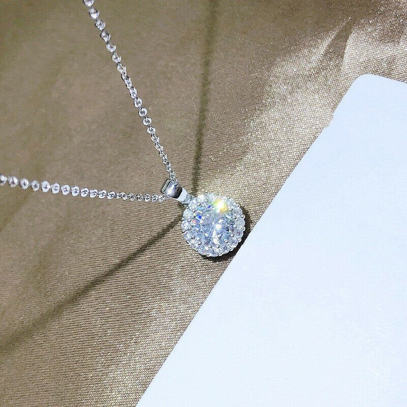 SWAROVSKI Crystal Rose/ White Gold Wedding Pendant Necklace White Gold GF