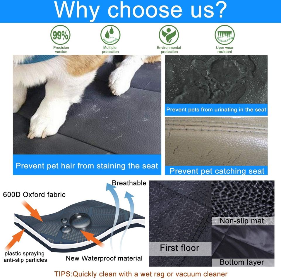 Fityou Dog Car Seat Covers, Waterproof Pet Cover for Backseat Hammock 600D Oxford Fabric