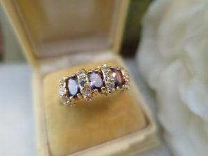 Vintage Jewellery Gold Ring Amethyst White Sapphires Art Deco Design