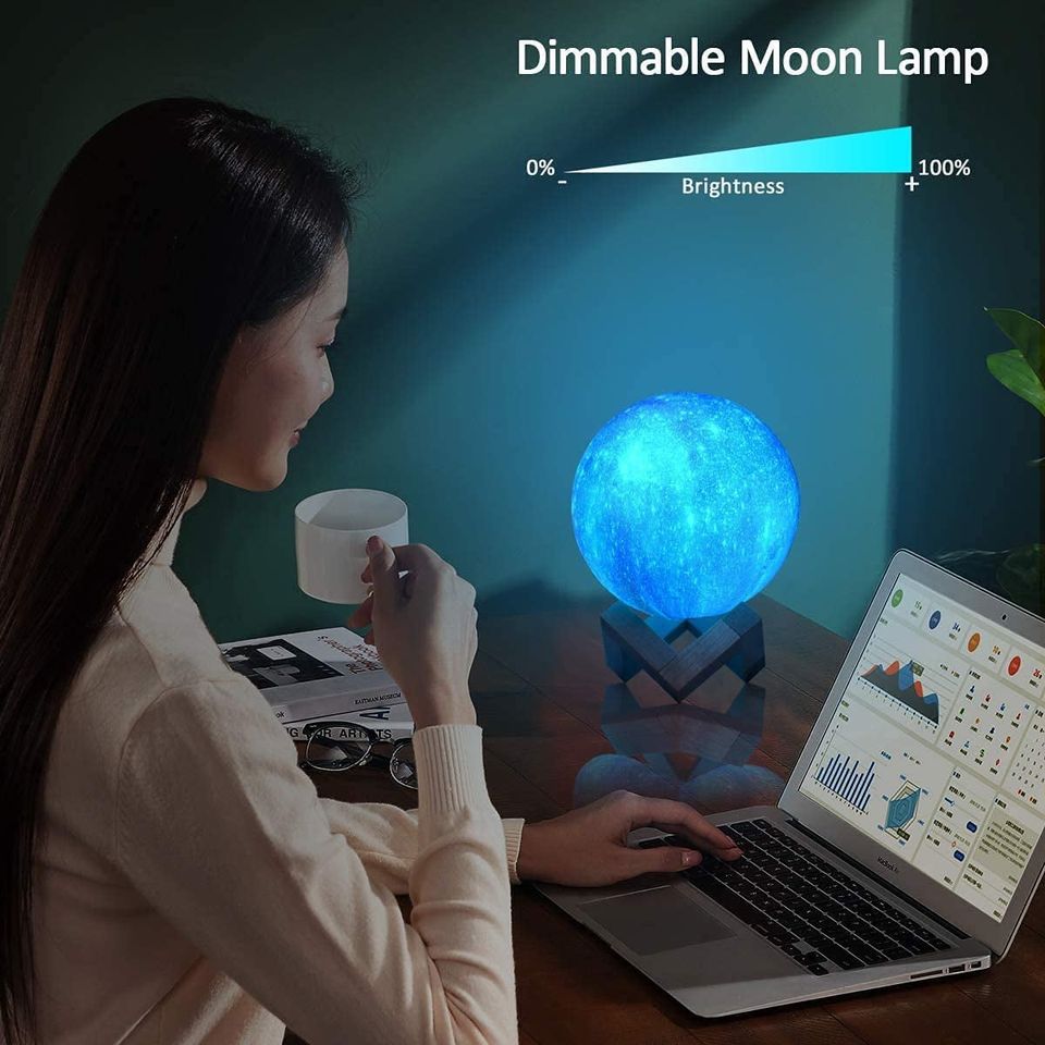 Moon Lamp Galaxy Moon Night Light 3D Printing Dimmable Timer Moonlight 16 Colours