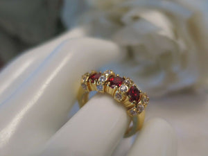 Vintage Jewellery Gold Ring Garnet & White Sapphires Art Deco Design