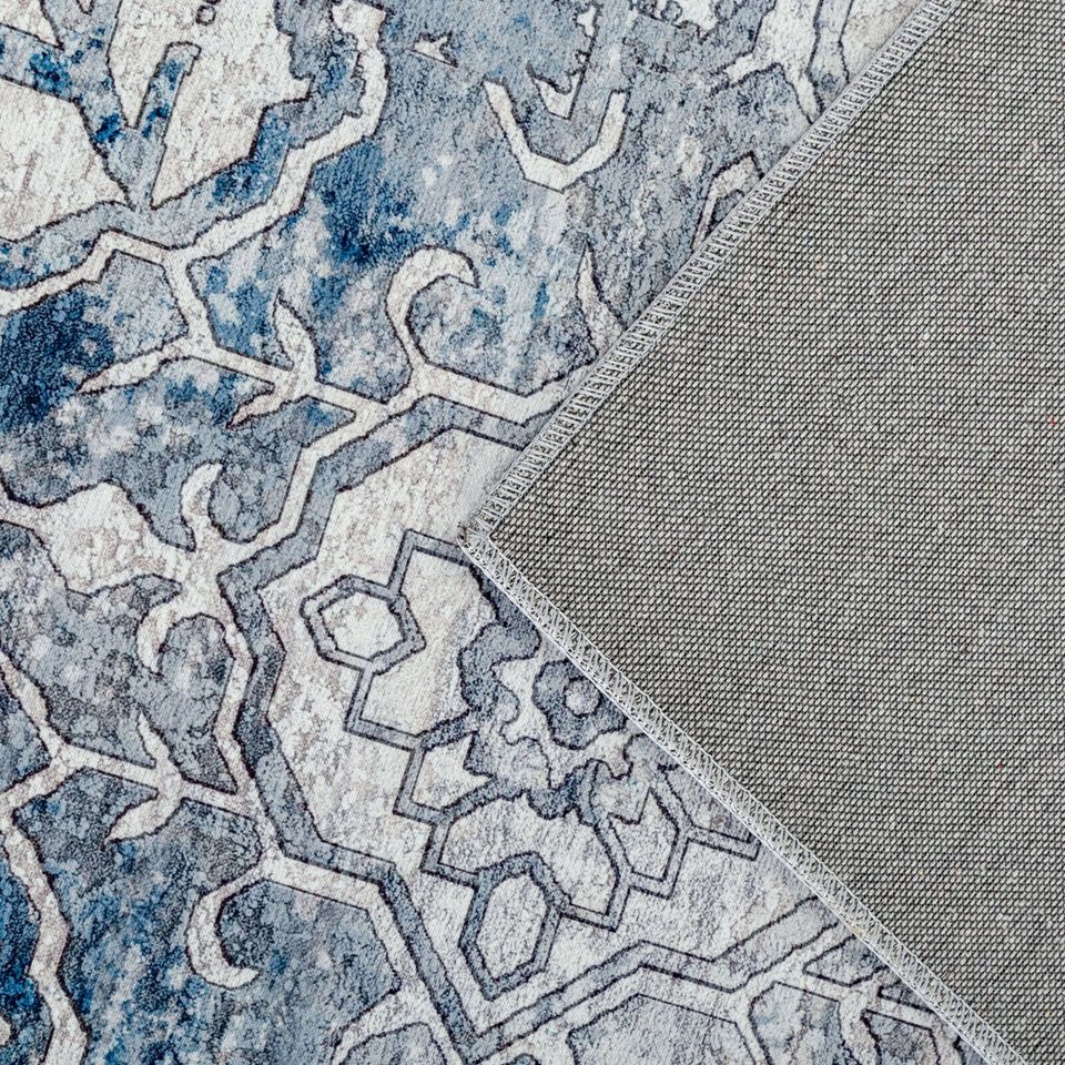 Extra Large Floor Rug Blue Grey Distressed Allover Persian Vintage Carpet Runner 230x330cm