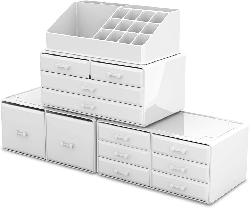 Makeup Cosmetic Organizer Storage Drawers Display Boxes Case with 12 Drawers