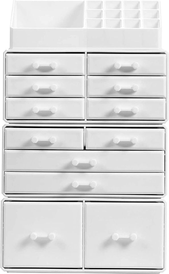 Makeup Cosmetic Organizer Storage Drawers Display Boxes Case with 12 Drawers