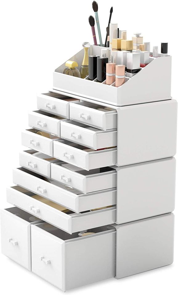 Makeup Cosmetic Organizer Storage Drawers Display Boxes Case with 12 Drawers