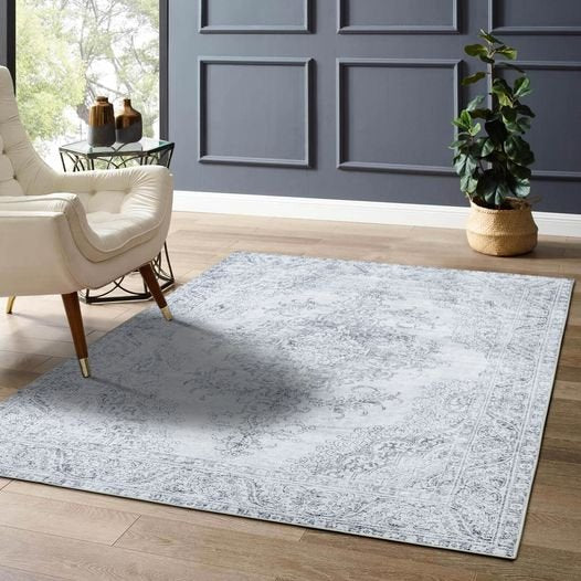 Stunning Large Grey Distressed Allover Carpets Washable