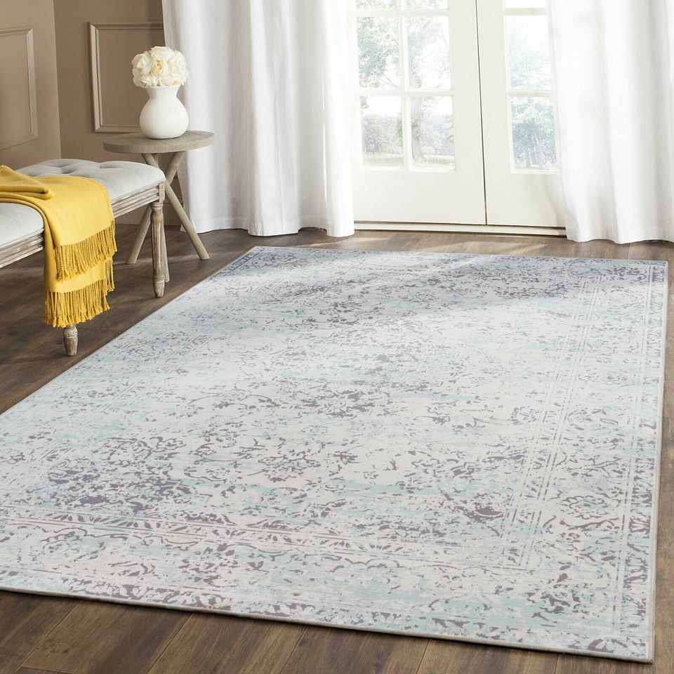 Clearance Blue Floor Rug /Auqa Grey Carpet /Anti Slip Rugs /Large Area Rug