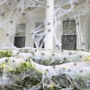 900 sqft Spider Webs Halloween Decorations, White Stretch Spider Web with 40 Fake Spiders