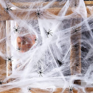 900 sqft Spider Webs Halloween Decorations, White Stretch Spider Web with 40 Fake Spiders