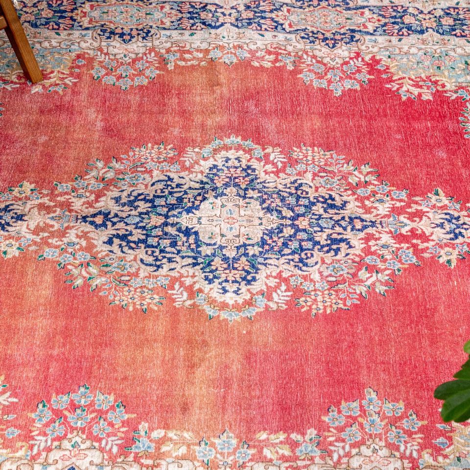 Clearance Large Floor Rug Red Blue Beautiful Traditional Carpet Washable 200x290