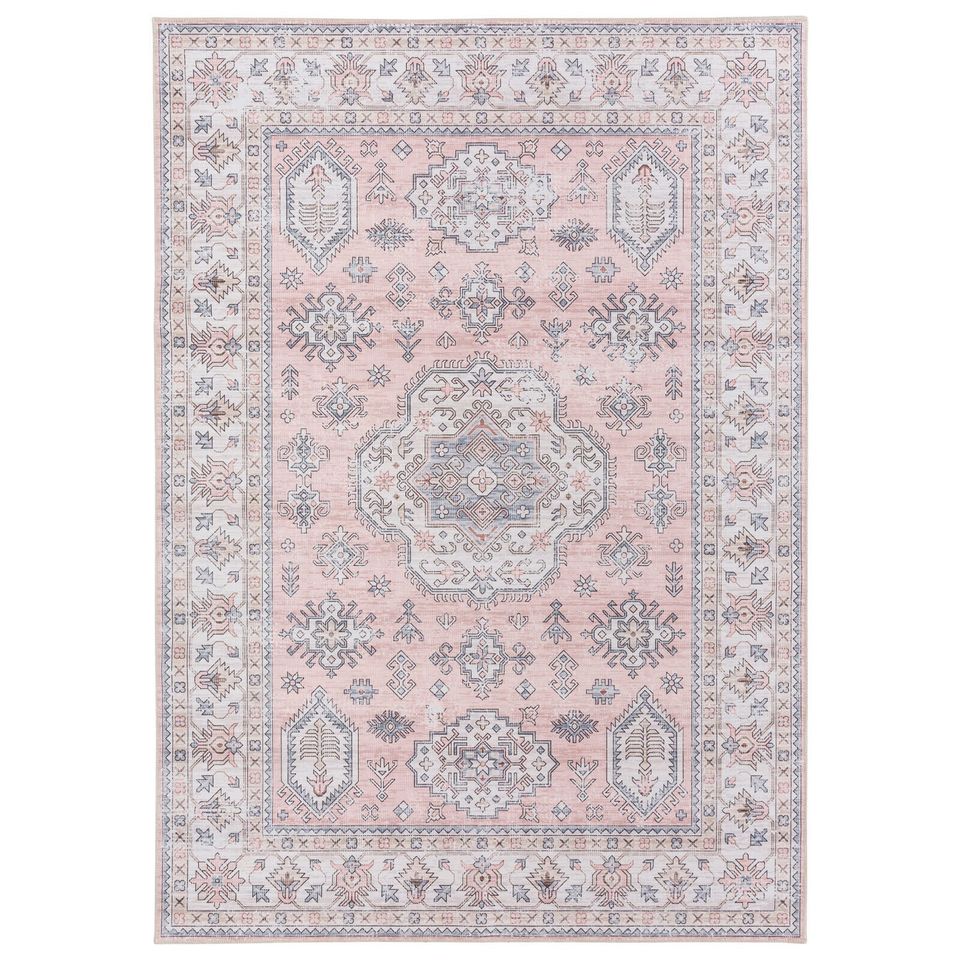 Large Rug Pink Blue Tribals Dining Room Carpet Washable Rug Runner 5 Size