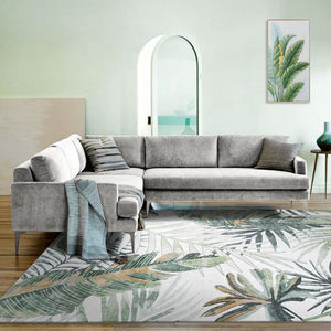 Extra Large Rug Tropical Leaves Subtle Green Modern Carpet Corridor Runner Rugs