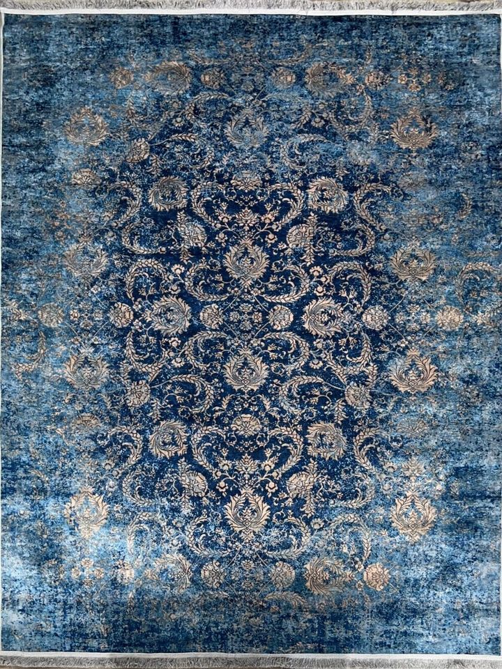 Blue Gold Carpet Rugs Area Modern Carpet Rug Large Bedroom Living Room Anti-Slip