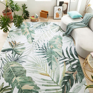 Extra Large Rug Tropical Leaves Subtle Green Modern Carpet Corridor Runner Rugs