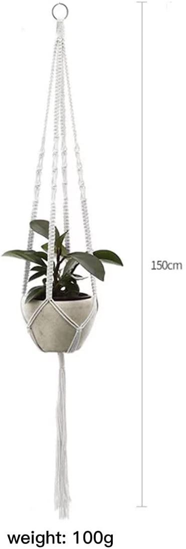 4 Pack Plant Hanger and 4 PCS Hooks Indoor Outdoor Hanging Plant Holder Hanging Planter Stand Flower Pots for Decorations Handmade Cotton Rope Hanging Planters Set Holder Stand Boho Home Decor