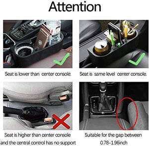 Car Seat Gap Filler, Car Seat Seam Wedge Cup Holder Organiser Universal Portable Drink Bottle Holder Cellphone Holder Coffee Console Side Pocket with Pen Hole - (Black)