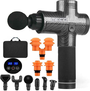 MECO 30 Speed 9 Massage Head LED Touch Screen Muscle Massage Gun Massager Booster Percussion 2500mAH+Carry Bag AU Plug