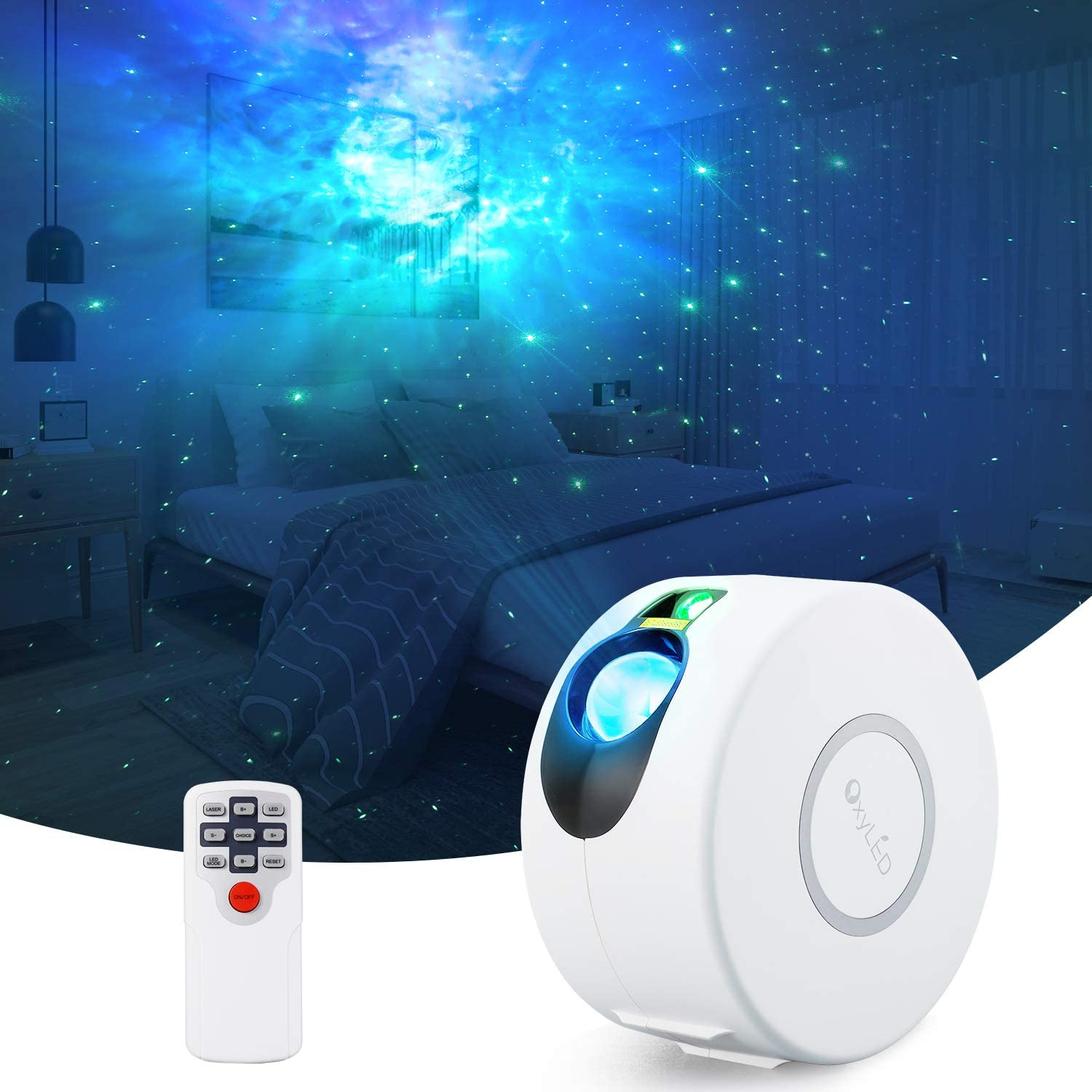 Star Projector, Galaxy Projector with Led Nebula Cloud, OxyLED 15 Lighting Effects Night Light with Remote Control for Bedroom, Game Room, Home Theatre , Ceiling, Party, Birthday Gifts for Kids Adults