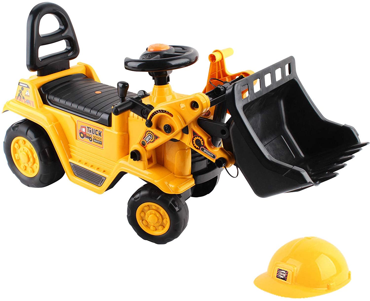 Keezi Kids Ride On Toy Car Bulldozer Digger Tractor Excavator Car with Helmet