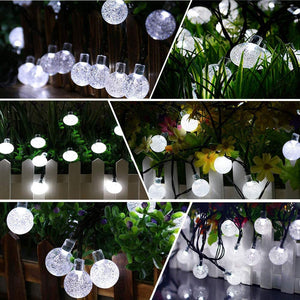 Solar Garden Lights Outdoor Waterproof, 50LED Globe Fairy Lights , 8 Mode 7M/24Ft Indoor/Outdoor Solar String Lights for Garden Patio Yard Home Christmas Parties Wedding (White)