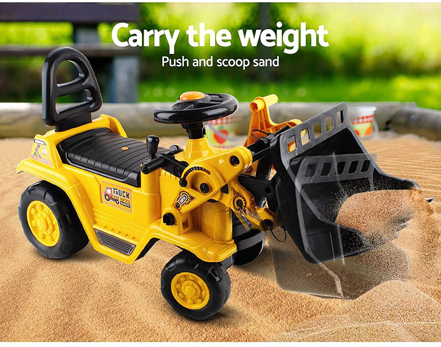 Keezi Kids Ride On Toy Car Bulldozer Digger Tractor Excavator Car with Helmet