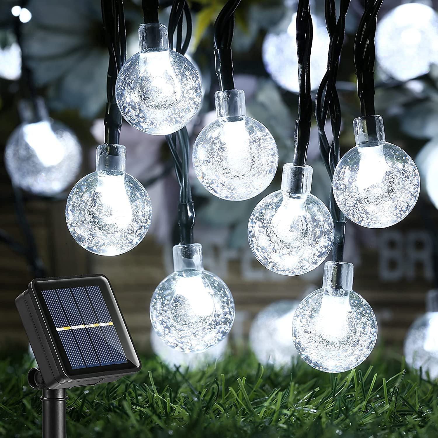 Solar Garden Lights Outdoor Waterproof, 50LED Globe Fairy Lights , 8 Mode 7M/24Ft Indoor/Outdoor Solar String Lights for Garden Patio Yard Home Christmas Parties Wedding (White)