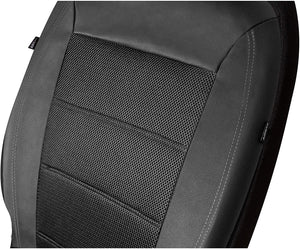 PIC AUTO Universal Fit Full Set Mesh & Leather Car Seat Covers (Black)