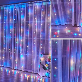 Curtain String Lights with Remote, LT 300 LEDs Window Curtain Fairy Lights 8 Modes 9.8ftx9.8ft USB Powered Fairy Lights for Party Bedroom Wall