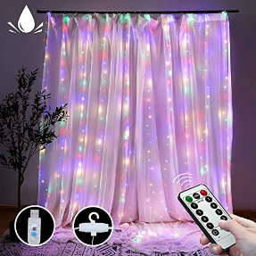 Curtain String Lights with Remote, LT 300 LEDs Window Curtain Fairy Lights 8 Modes 9.8ftx9.8ft USB Powered Fairy Lights for Party Bedroom Wall