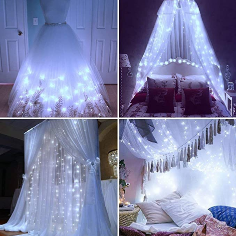 LED Curtain Lights, USB & Battery Powered LED Icicle Lights, 300 LEDs